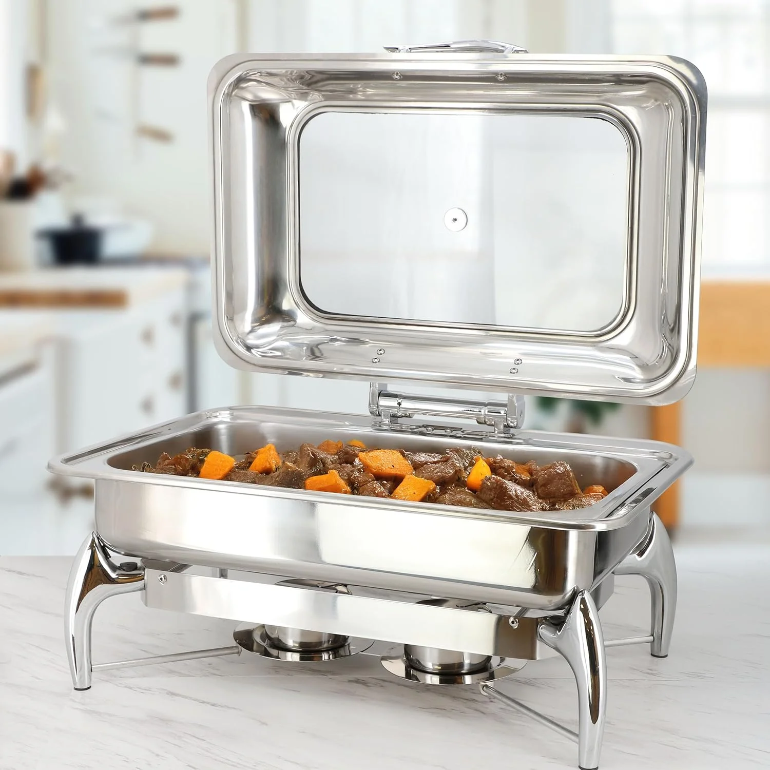 ظرف گرم نگهدارنده غذا مگاشف استیل حرفه ای 9.5 کوارت به همراه سینی و درب لولایی و پنجره دید مناسب پذیرایی، کترینگ و مهمانی های بزرگ (6.3 کوارت مربع با پنجره) ظرف گرم نگهدارنده غذا مگاشف استیل حرفه ای 9.5 کوارت به همراه سینی و درب لولایی و پنجره دید مناسب پذیرایی، کترینگ و مهمانی های بزرگ (6.3 کوارت مربع با پنجره)