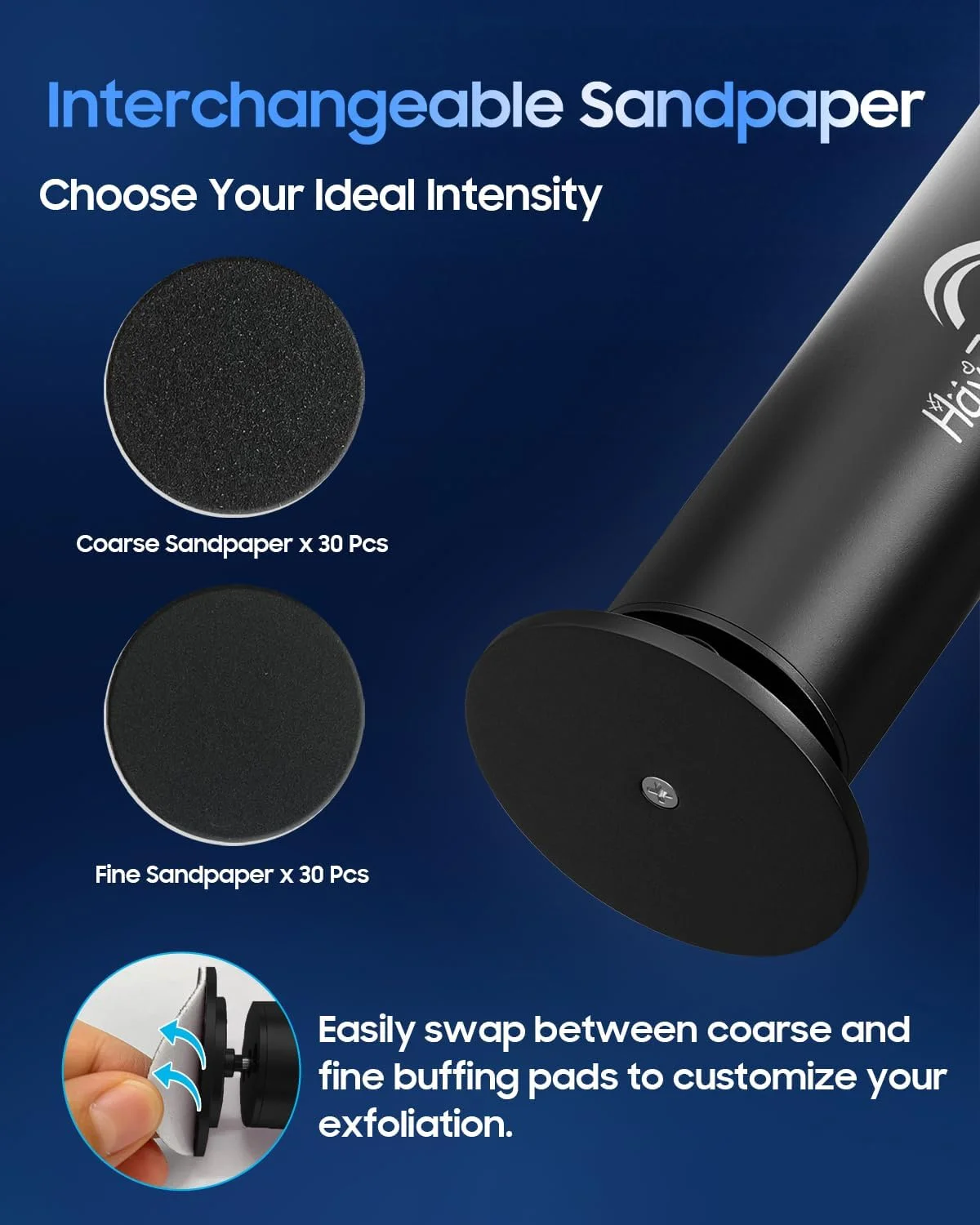 سوهان برقی پدیکور HayZBao - از بین برنده پینه پا، اسکرابر قابل تنظیم سرعت با 60 عدد دیسک سمباده، ابزار حرفه ای پدیکور برای پوست مرده و پینه - مشکی