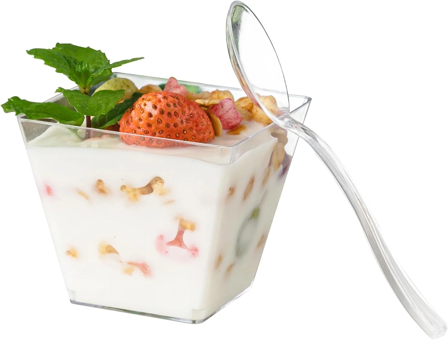 بسته 50 عددی فنجان دسر مینیاتوری 120 میلی لیتری NZVCN با قاشق، کاسه های دسر مربعی شفاف کوچک پلاستیکی فنجان های پارفه فنجان های پیش غذا برای مهمانی عروسی بسته 50 عددی فنجان دسر مینیاتوری 120 میلی لیتری NZVCN با قاشق، کاسه های دسر مربعی شفاف کوچک پلاستیکی فنجان های پارفه فنجان های پیش غذا برای مهمانی عروسی