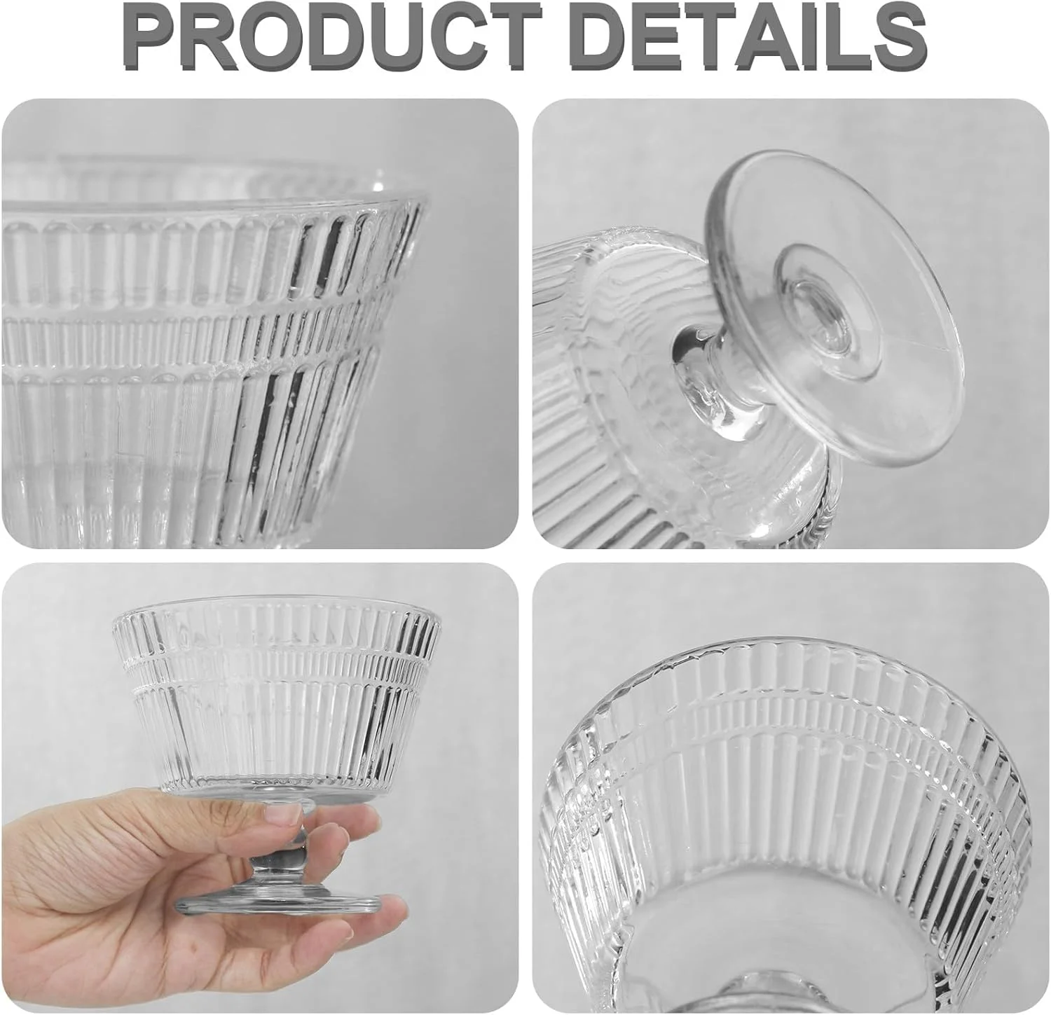 ORCHID M® کاسه های دسر شیشه ای قدیمی، ست 6 تایی فنجان دسر، فنجان بستنی خوری 270 میلی لیتری برای بستنی، میوه، پودینگ، تنقلات کوچک، ماست و پیش غذا ORCHID M® کاسه های دسر شیشه ای قدیمی، ست 6 تایی فنجان دسر، فنجان بستنی خوری 270 میلی لیتری برای بستنی، میوه، پودینگ، تنقلات کوچک، ماست و پیش غذا