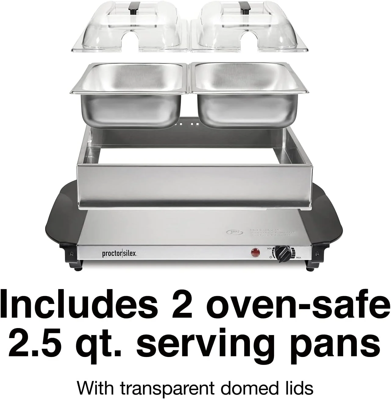 گرم نگهدارنده غذا و بوفه سرور پراکتور سیلکس، حرارت قابل تنظیم، مناسب مهمانی ها، تعطیلات و پذیرایی، شامل دو ظرف گرم کننده 2.5 کوارت، استیل ضد زنگ گرم نگهدارنده غذا و بوفه سرور پراکتور سیلکس، حرارت قابل تنظیم، مناسب مهمانی ها، تعطیلات و پذیرایی، شامل دو ظرف گرم کننده 2.5 کوارت، استیل ضد زنگ