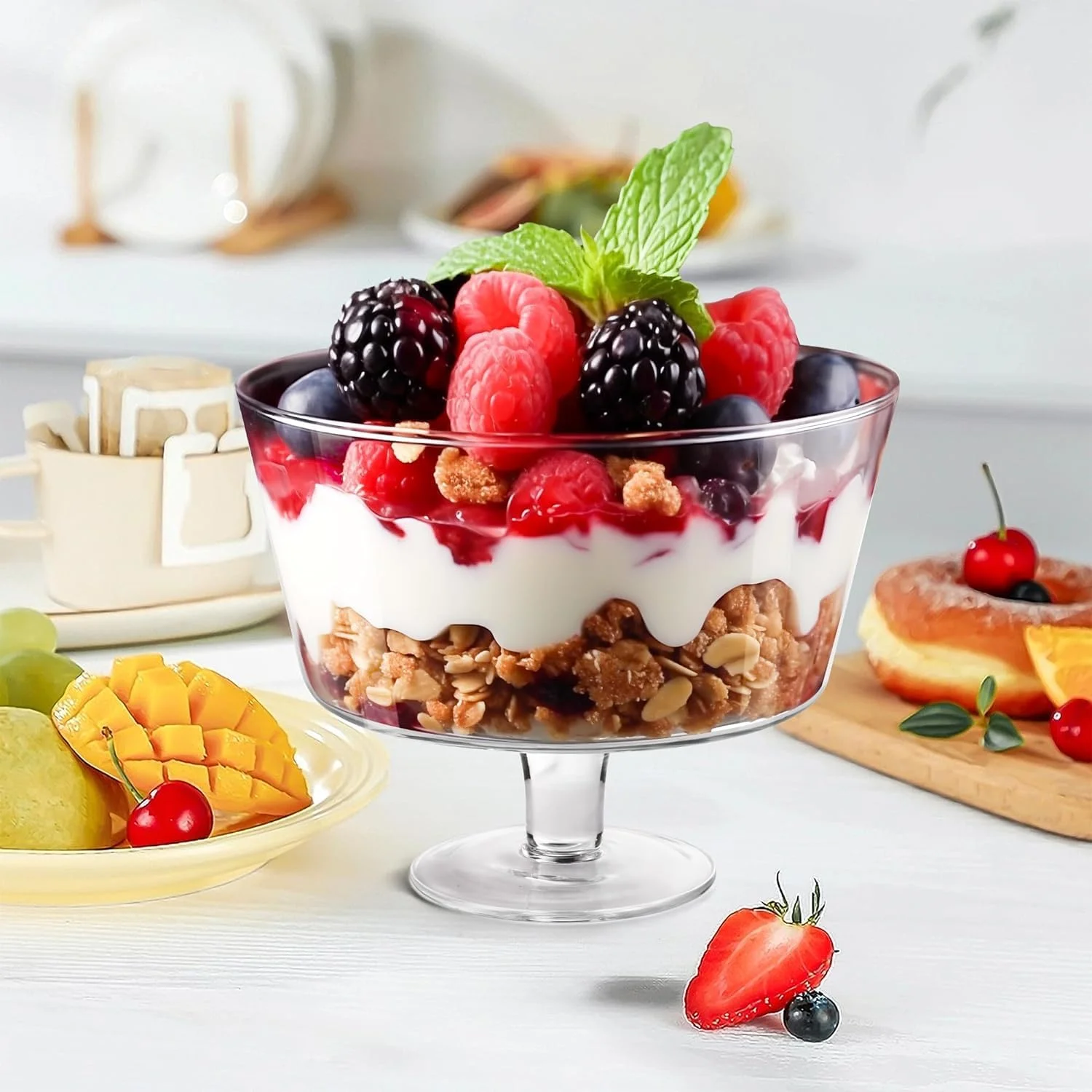 ظرف دسر خوری پایه دار پریکوی، مدل مدرن شیشه ای گرد مناسب مهمانی، استند نمایش دسر برای بستنی، کیک، سالاد، میوه و تزئینات، نسخه ضخیم شده 2025 ظرف دسر خوری پایه دار پریکوی، مدل مدرن شیشه ای گرد مناسب مهمانی، استند نمایش دسر برای بستنی، کیک، سالاد، میوه و تزئینات، نسخه ضخیم شده 2025
