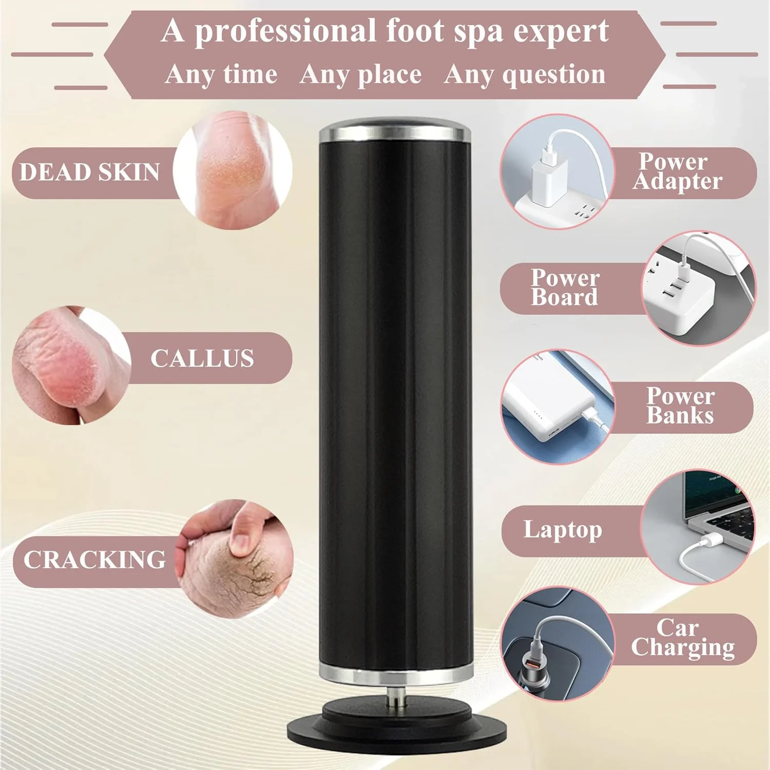 سوهان برقی پدیکور LiQiAMEi، منبع تغذیه USB، سوهان برقی پا با کنترل سرعت و 60 عدد دیسک سمباده یدکی برای پوست مرده و کوتیکول، مشکی سوهان برقی پدیکور LiQiAMEi، منبع تغذیه USB، سوهان برقی پا با کنترل سرعت و 60 عدد دیسک سمباده یدکی برای پوست مرده و کوتیکول، مشکی