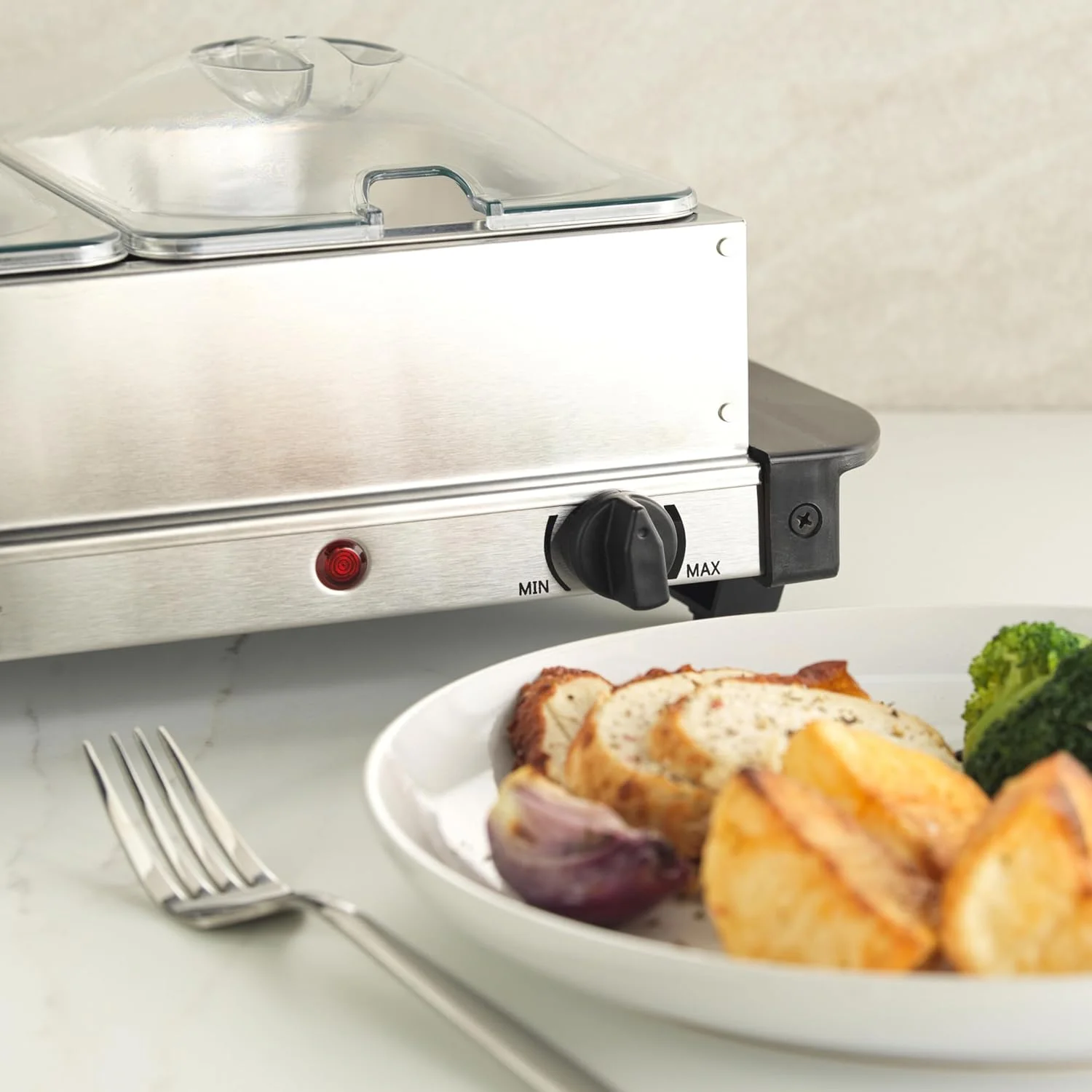 گرم نگهدارنده غذای قابل حمل سه قسمتی Progress، 3 ظرف 1.5 لیتری، استیل ضد زنگ، 200 وات گرم نگهدارنده غذای قابل حمل سه قسمتی Progress، 3 ظرف 1.5 لیتری، استیل ضد زنگ، 200 وات