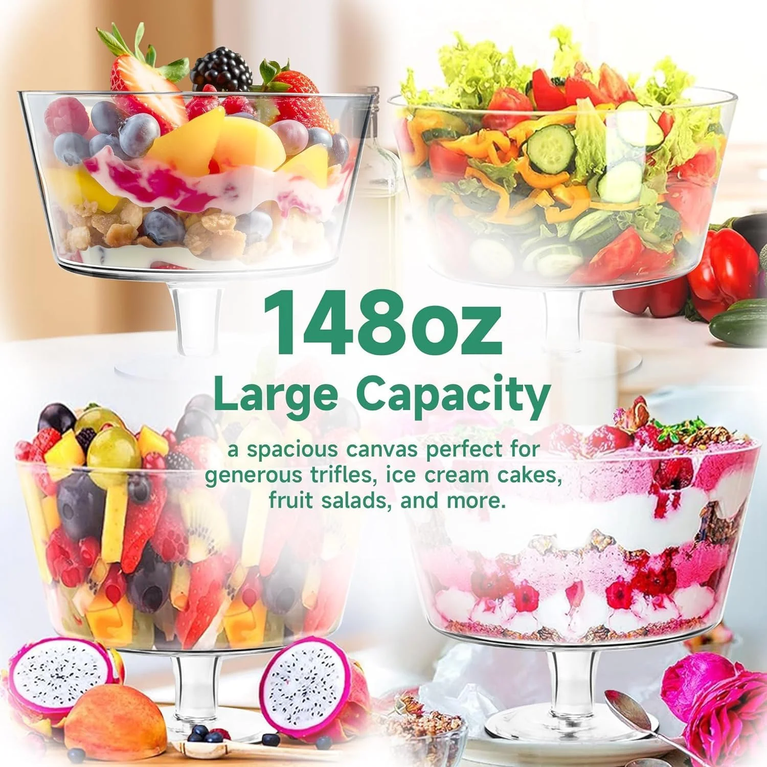 ظرف دسر خوری پایه دار پریکوی، مدل مدرن شیشه ای گرد مناسب مهمانی، استند نمایش دسر برای بستنی، کیک، سالاد، میوه و تزئینات، نسخه ضخیم شده 2025 ظرف دسر خوری پایه دار پریکوی، مدل مدرن شیشه ای گرد مناسب مهمانی، استند نمایش دسر برای بستنی، کیک، سالاد، میوه و تزئینات، نسخه ضخیم شده 2025
