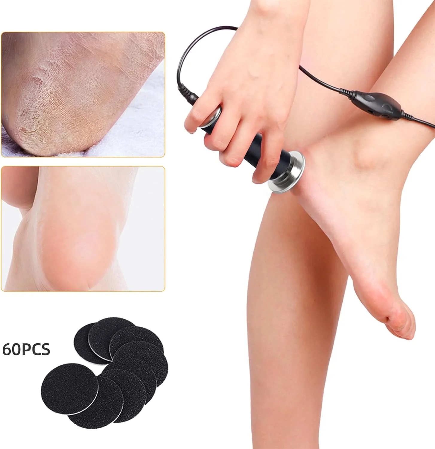 سوهان برقی پینه پا LIARTY، سوهان برقی قابل حمل پا، سرعت قابل تنظیم، 60 عدد دیسک سمباده، ابزار پدیکور، سوهان سایشی، مشکی کلاسیک سوهان برقی پینه پا LIARTY، سوهان برقی قابل حمل پا، سرعت قابل تنظیم، 60 عدد دیسک سمباده، ابزار پدیکور، سوهان سایشی، مشکی کلاسیک