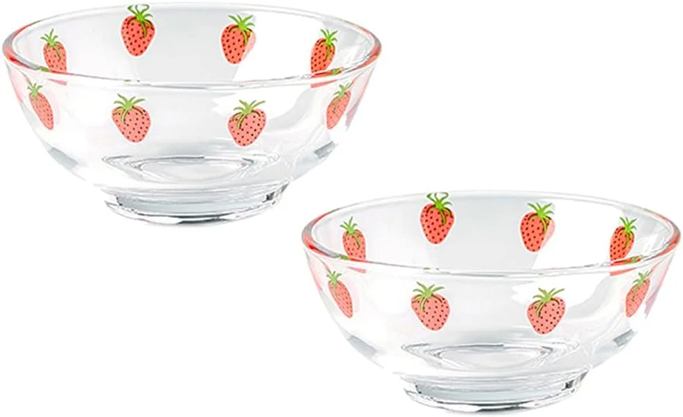 کاسه میوه شیشه ای شفاف Sizikato، بسته 2 عددی، کاسه تنقلات 6 اونسی، کاسه دسر، طرح توت فرنگی زیبا کاسه میوه شیشه ای شفاف Sizikato، بسته 2 عددی، کاسه تنقلات 6 اونسی، کاسه دسر، طرح توت فرنگی زیبا