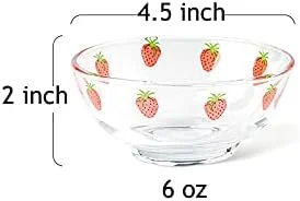 کاسه میوه شیشه ای شفاف Sizikato، بسته 2 عددی، کاسه تنقلات 6 اونسی، کاسه دسر، طرح توت فرنگی زیبا کاسه میوه شیشه ای شفاف Sizikato، بسته 2 عددی، کاسه تنقلات 6 اونسی، کاسه دسر، طرح توت فرنگی زیبا