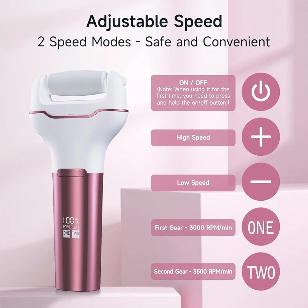 سوهان برقی پا MIKUER، دستگاه شارژی از بین برنده پینه و پوست مرده پا، کیت ضد آب پدیکور با 2 سرعت، کیت مراقبت از پا با نمایشگر LED باتری (صورتی گل رز) سوهان برقی پا MIKUER، دستگاه شارژی از بین برنده پینه و پوست مرده پا، کیت ضد آب پدیکور با 2 سرعت، کیت مراقبت از پا با نمایشگر LED باتری (صورتی گل رز)