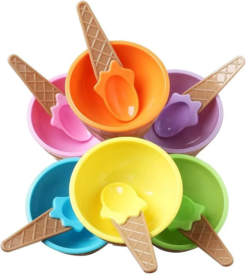ست کاسه بستنی 6 تکه کودکانه SKEIDO – کاسه های دسر پلاستیکی رنگارنگ بدون BPA به همراه قاشق (چند رنگ، 6.2 سانتی متر) ست کاسه بستنی 6 تکه کودکانه SKEIDO – کاسه های دسر پلاستیکی رنگارنگ بدون BPA به همراه قاشق (چند رنگ، 6.2 سانتی متر)