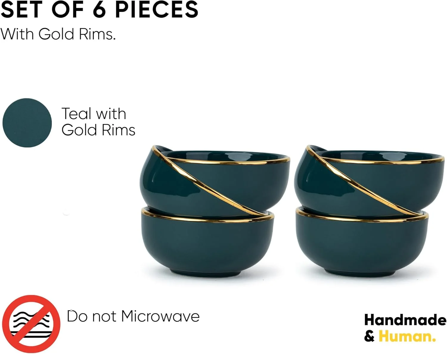 ست 6 عددی کاسه سرامیکی سبزیجات Shay برای شام، 180 میلی لیتر، 6 تکه - آبی فیروزه ای طلایی | ست کاتوری 6 عددی | روکش براق | ست کاسه سرامیکی 6 عددی | ست کاسه دسر | کاسه بستنی (کاسه سبزیجات - آبی فیروزه ای طلایی)