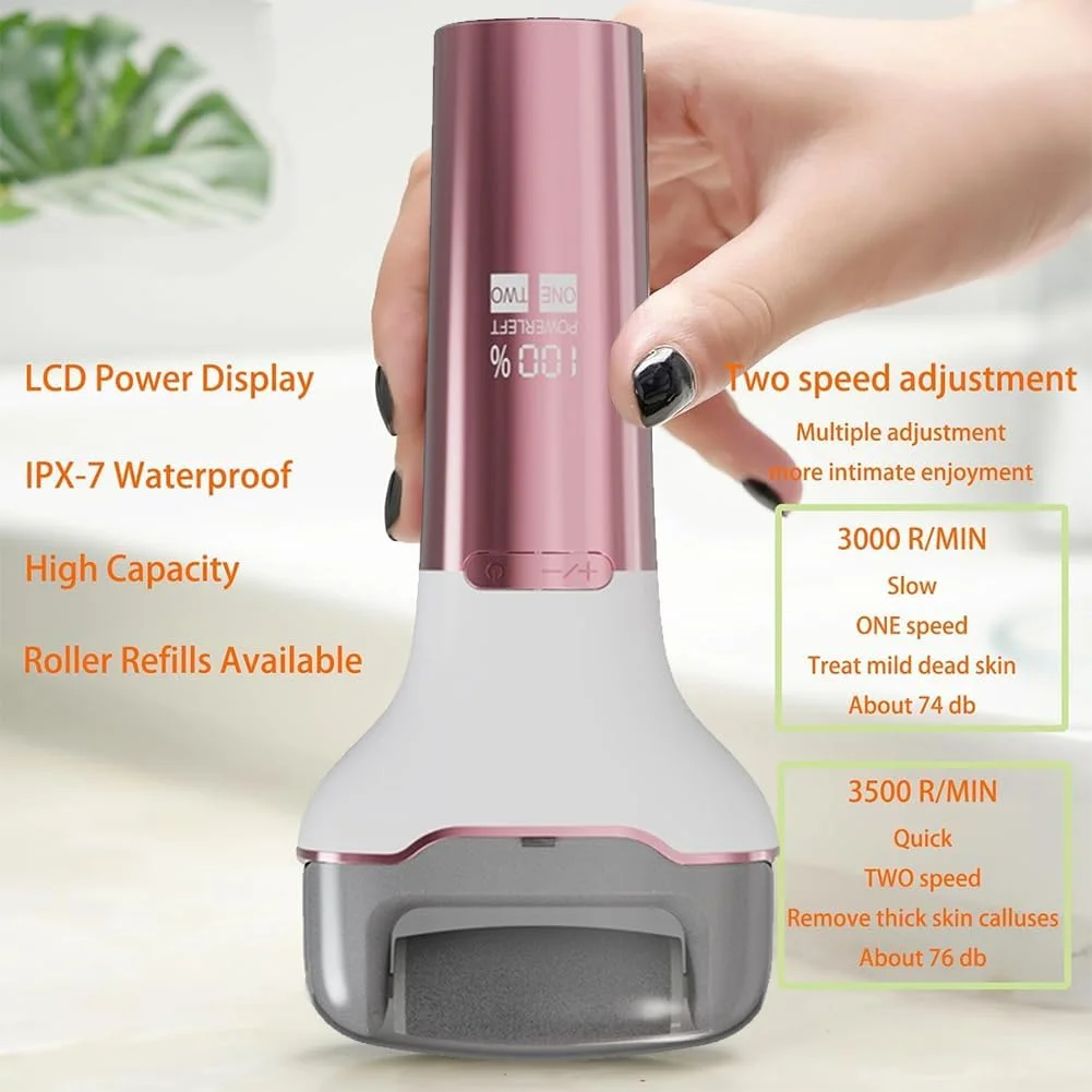 سوهان برقی پا MIKUER، دستگاه شارژی از بین برنده پینه و پوست مرده پا، کیت ضد آب پدیکور با 2 سرعت، کیت مراقبت از پا با نمایشگر LED باتری (صورتی گل رز) سوهان برقی پا MIKUER، دستگاه شارژی از بین برنده پینه و پوست مرده پا، کیت ضد آب پدیکور با 2 سرعت، کیت مراقبت از پا با نمایشگر LED باتری (صورتی گل رز)