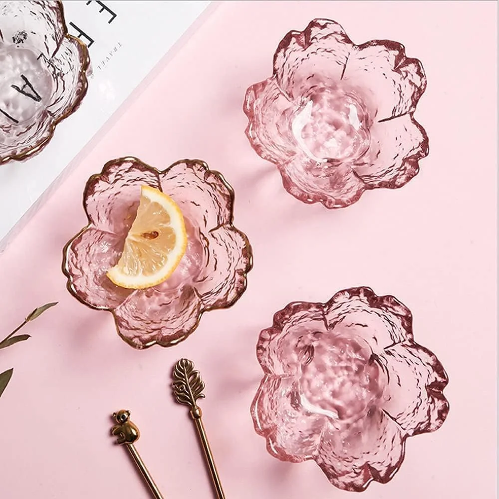 جاده ابریشم - ست 2 عدد کاسه شیشه ای کوچک طرح شکوفه گیلاس صورتی - مناسب برای دسر، سس و جاشمعی جاده ابریشم - ست 2 عدد کاسه شیشه ای کوچک طرح شکوفه گیلاس صورتی - مناسب برای دسر، سس و جاشمعی