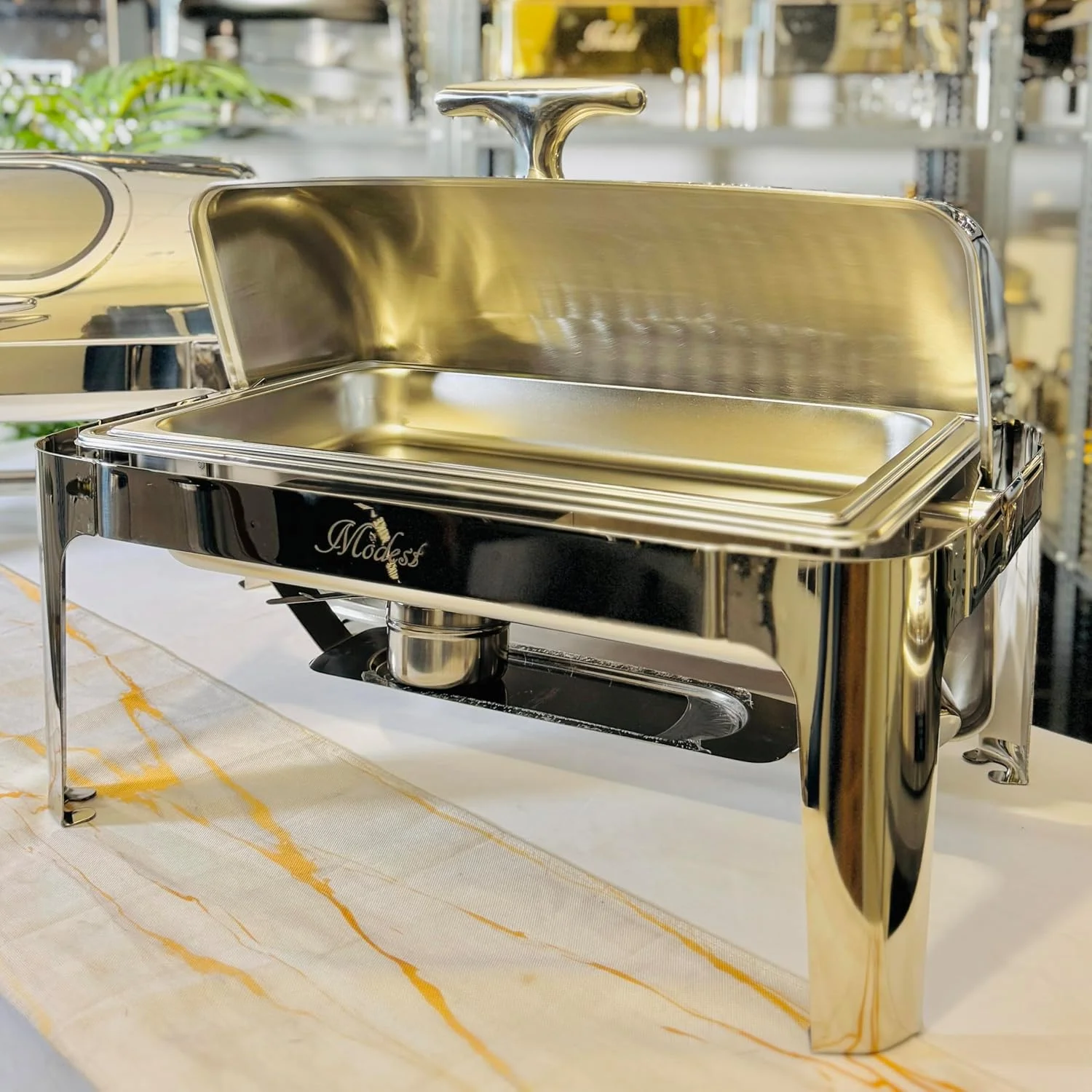 گرمکن غذای نقره ای 9 لیتری، ظرف گرمکن استیل ضد زنگ، گرمکن و سرو کننده بوفه، گرمکن غذای تجاری مستطیلی برای بوفه ها، ضیافت ها، مهمانی ها گرمکن غذای نقره ای 9 لیتری، ظرف گرمکن استیل ضد زنگ، گرمکن و سرو کننده بوفه، گرمکن غذای تجاری مستطیلی برای بوفه ها، ضیافت ها، مهمانی ها