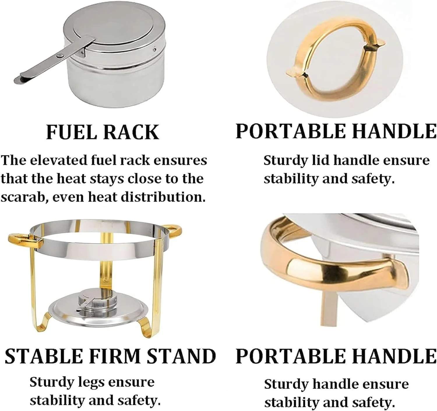 ظرف گرم نگهدارنده غذا استیل گرد، ظرف بوفه 3.5 لیتری با جایگاه سوخت و درب مناسب آشپزخانه، عروسی، مهمانی و ضیافت ظرف گرم نگهدارنده غذا استیل گرد، ظرف بوفه 3.5 لیتری با جایگاه سوخت و درب مناسب آشپزخانه، عروسی، مهمانی و ضیافت