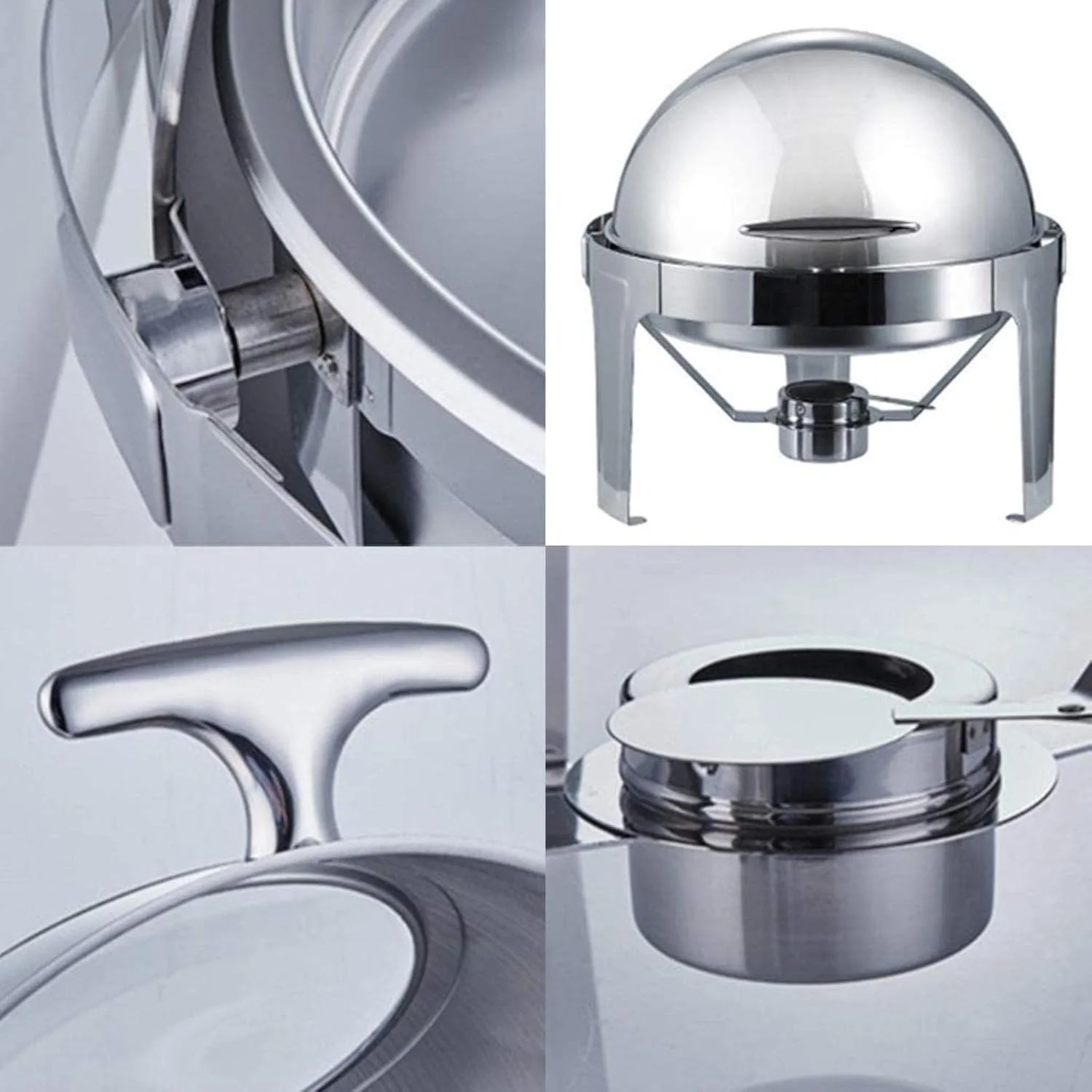 ظرف گرم نگهدارنده غذا گرد استیل، ظرف گرم نگهدارنده غذا استیل 5 لیتری، ست حرفه ای گرم کننده غذا برای پذیرایی، بوفه و مهمانی، درب کامل ظرف گرم نگهدارنده غذا گرد استیل، ظرف گرم نگهدارنده غذا استیل 5 لیتری، ست حرفه ای گرم کننده غذا برای پذیرایی، بوفه و مهمانی، درب کامل