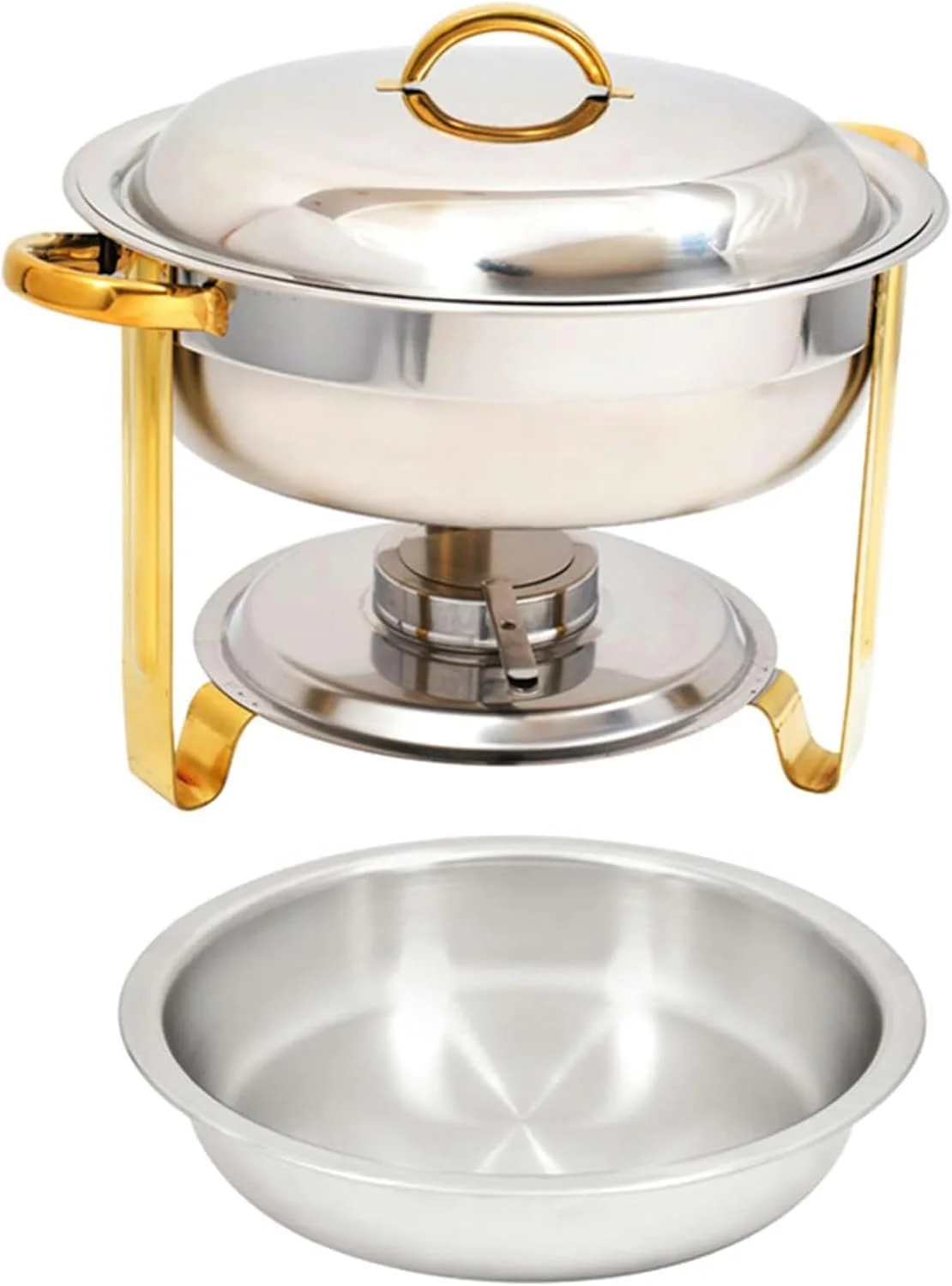 ظرف گرم نگهدارنده غذا استیل گرد، ظرف بوفه 3.5 لیتری با جایگاه سوخت و درب مناسب آشپزخانه، عروسی، مهمانی و ضیافت ظرف گرم نگهدارنده غذا استیل گرد، ظرف بوفه 3.5 لیتری با جایگاه سوخت و درب مناسب آشپزخانه، عروسی، مهمانی و ضیافت