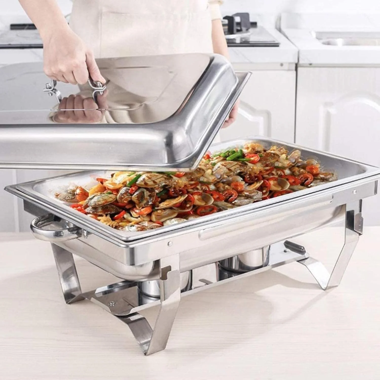 گرمکن غذا استیل ضد زنگ، ست گرمکن غذا بوفه، با ظروف غذا و نگهدارنده سوخت، ست حرفه ای گرمکن غذا برای بوفه های پذیرایی گرمکن غذا استیل ضد زنگ، ست گرمکن غذا بوفه، با ظروف غذا و نگهدارنده سوخت، ست حرفه ای گرمکن غذا برای بوفه های پذیرایی