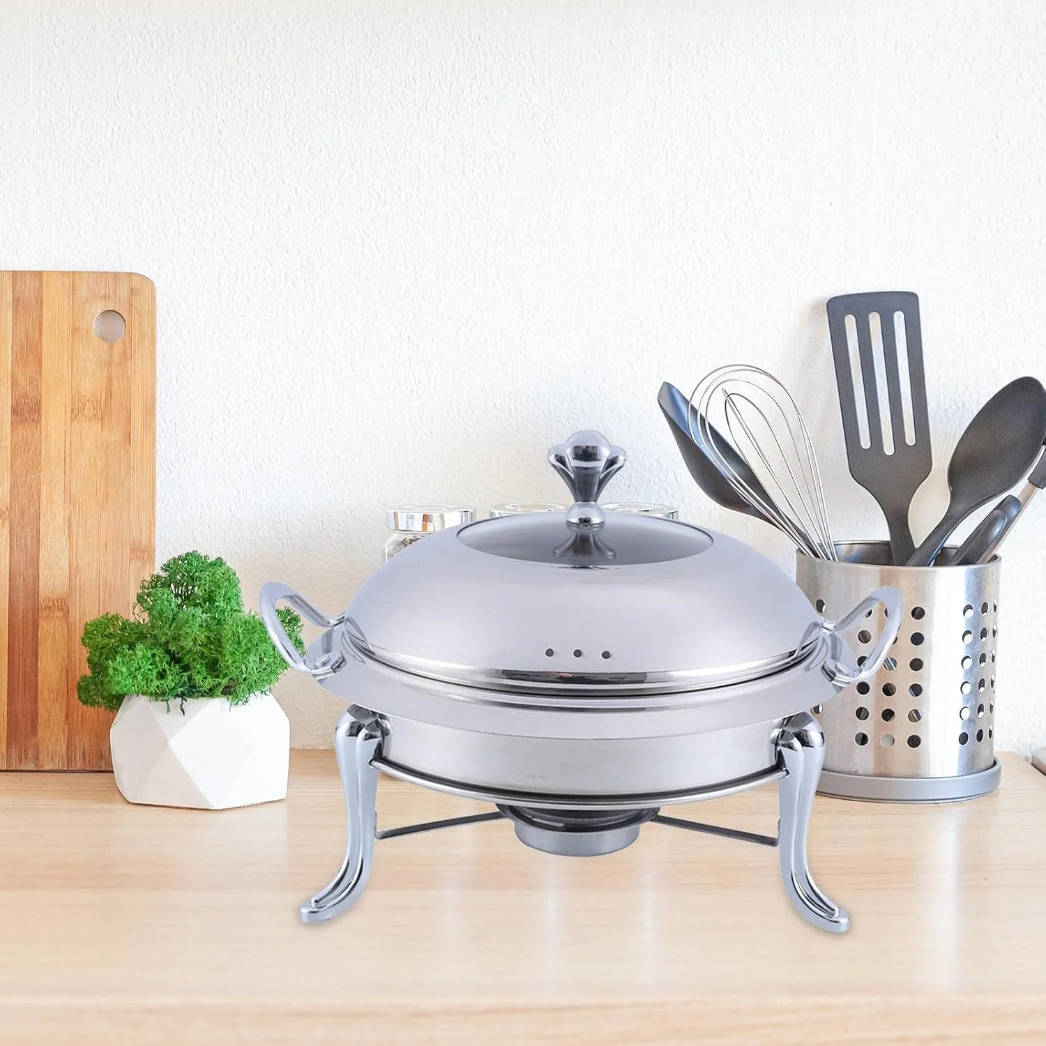 ست گرمکن بوفه استیل ضد زنگ MOUOKU، دیگ سوخت جامد، گرمکن بوفه ضد جوش، گرمکن غذا برای ظروف آشپزخانه، مسافرت، نقره ای ست گرمکن بوفه استیل ضد زنگ MOUOKU، دیگ سوخت جامد، گرمکن بوفه ضد جوش، گرمکن غذا برای ظروف آشپزخانه، مسافرت، نقره ای