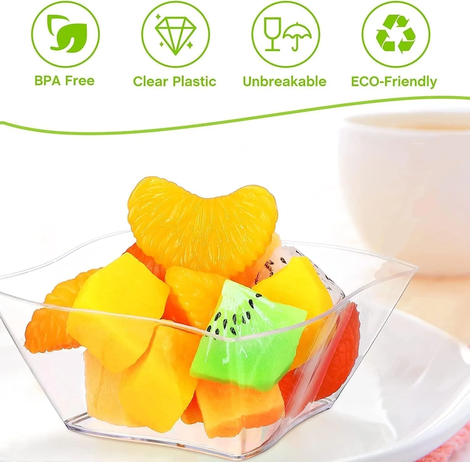 ظروف دسر پلاستیکی، 100 عدد کاسه دسر 150 میلی لیتری، فنجان پیش غذای شفاف پارفه، کاسه سرو قابل استفاده مجدد، برای دسر پودینگ موس مهمانی، بستنی، ژله و دسرهای تک نفره (9 x 9 سانتی متر)