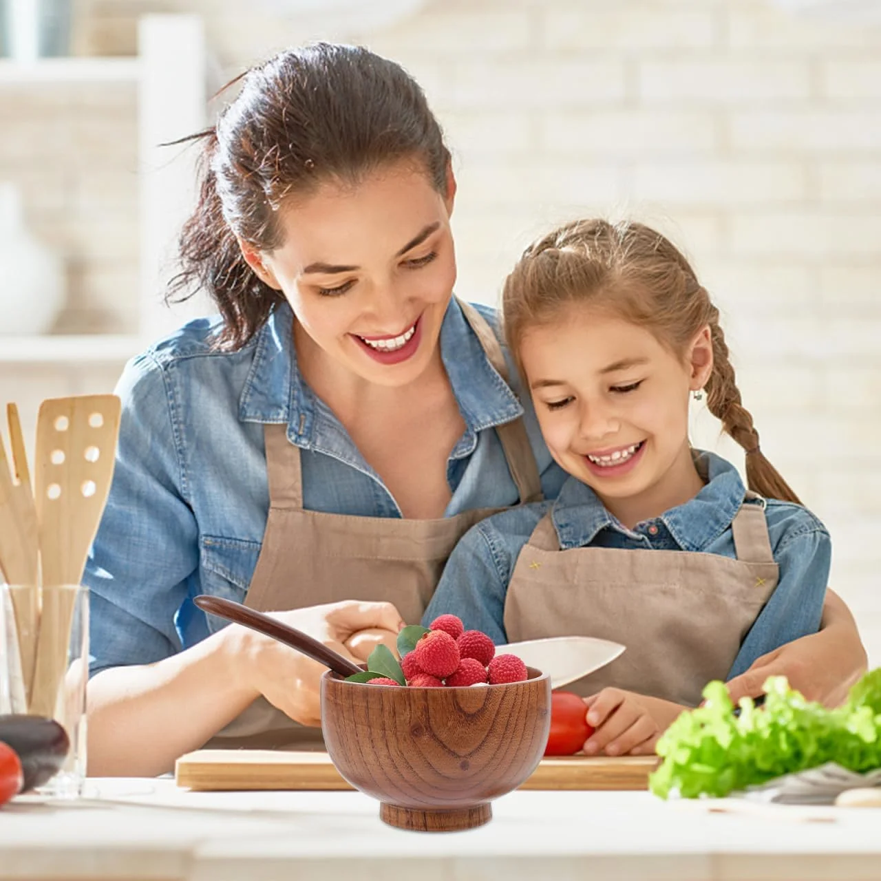 ست 2 تکه قاشق و کاسه چوبی استوبازا، مناسب دسر، پیش غذا، سرو غذا، سوپ و سبزیجات ست 2 تکه قاشق و کاسه چوبی استوبازا، مناسب دسر، پیش غذا، سرو غذا، سوپ و سبزیجات