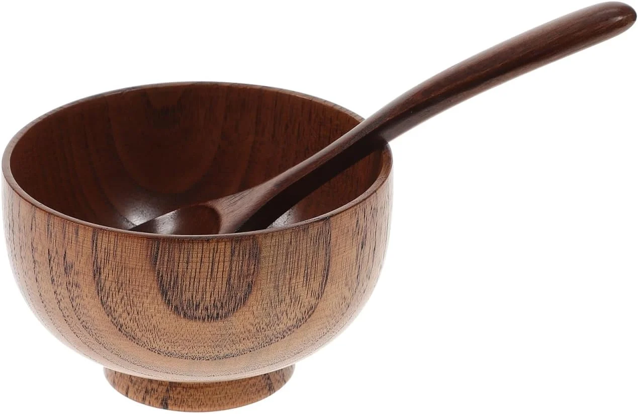 ست 2 تکه قاشق و کاسه چوبی استوبازا، مناسب دسر، پیش غذا، سرو غذا، سوپ و سبزیجات ست 2 تکه قاشق و کاسه چوبی استوبازا، مناسب دسر، پیش غذا، سرو غذا، سوپ و سبزیجات