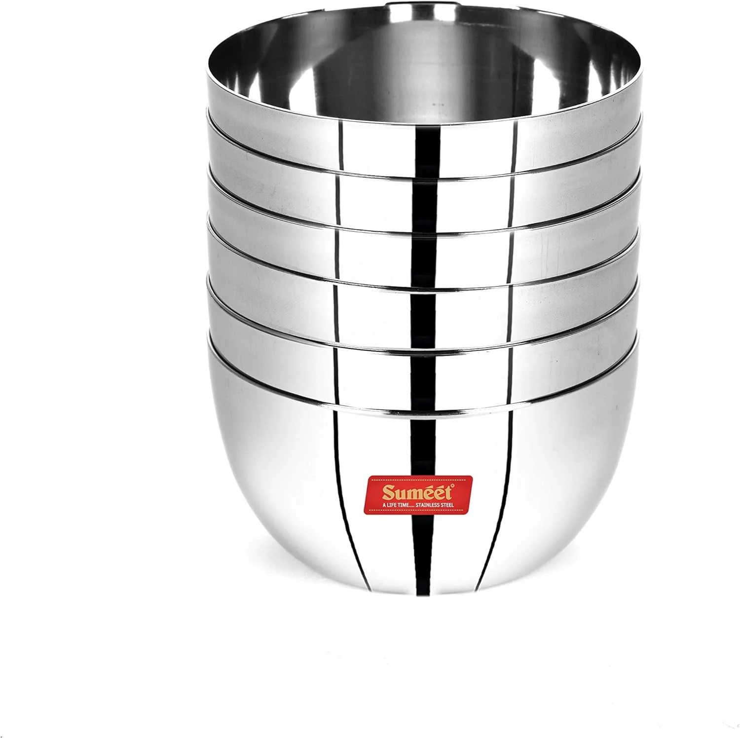 کاسه سیب استیل ضد زنگ ضخیم سومیت با روکش آینه ای - قطر 9.2 سانتی متر، ست 6 عددی، 220 میلی لیتر کاسه سیب استیل ضد زنگ ضخیم سومیت با روکش آینه ای - قطر 9.2 سانتی متر، ست 6 عددی، 220 میلی لیتر