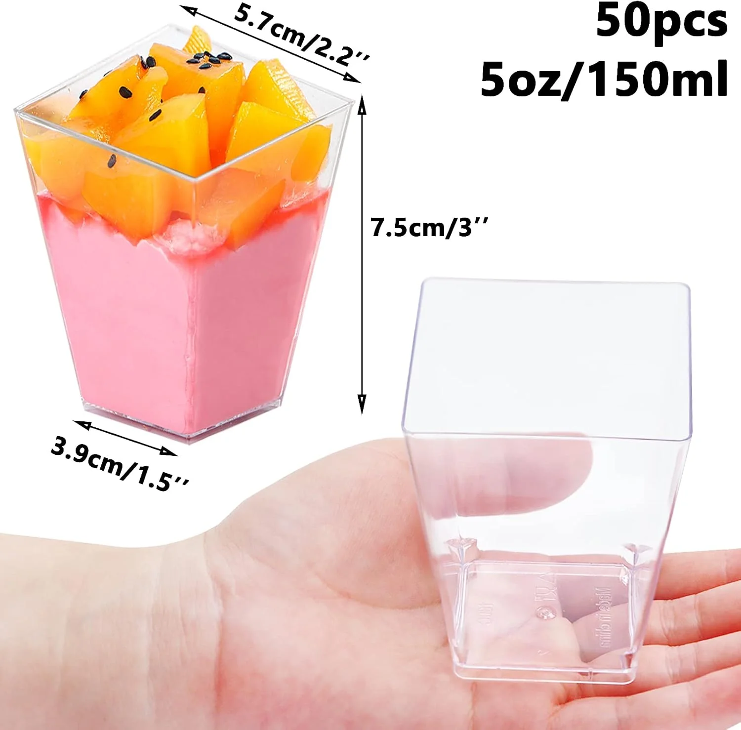 ظروف دسر یووکر 150 میلی لیتری، 50 عدد ظرف دسر پلاستیکی ذوزنقه ای، فنجان های کوچک شفاف، کاسه دسر شیرین قابل استفاده مجدد برای چیزکیک، ژله، آب نبات، موس، پودینگ مهمانی (5.7 x 5.7 سانتی متر) ظروف دسر یووکر 150 میلی لیتری، 50 عدد ظرف دسر پلاستیکی ذوزنقه ای، فنجان های کوچک شفاف، کاسه دسر شیرین قابل استفاده مجدد برای چیزکیک، ژله، آب نبات، موس، پودینگ مهمانی (5.7 x 5.7 سانتی متر)