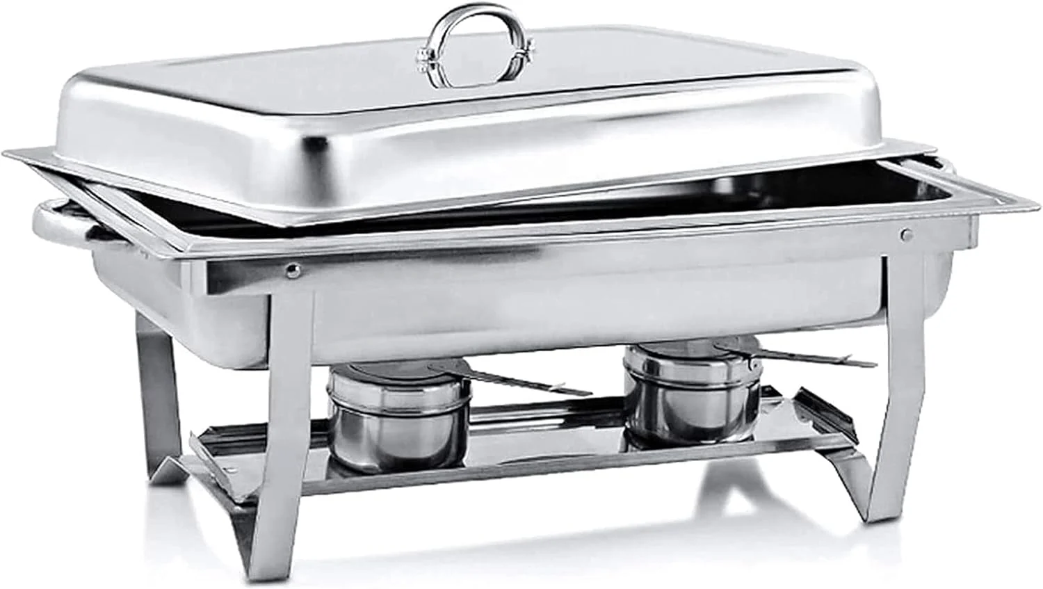 گرمکن غذا UZOURI، ظرف گرمکن استیل ضد زنگ، مجموعه ظروف گرمکن بوفه برای گرم کردن بوفه با قاب تاشو گرمکن غذا UZOURI، ظرف گرمکن استیل ضد زنگ، مجموعه ظروف گرمکن بوفه برای گرم کردن بوفه با قاب تاشو