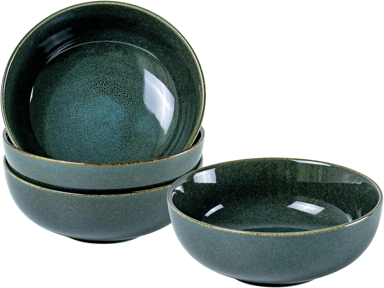 ست کاسه سوپ خوری یونیکاسا، 4 عددی، کاسه های سبز رنگ سرامیکی برای غلات، 16 سانتی متر، ایده آل به عنوان کاسه سوپ، کاسه دسر، کاسه کورن فلکس، سرویس شام برای 4 نفر، قابل شستشو در ماشین ظرفشویی
