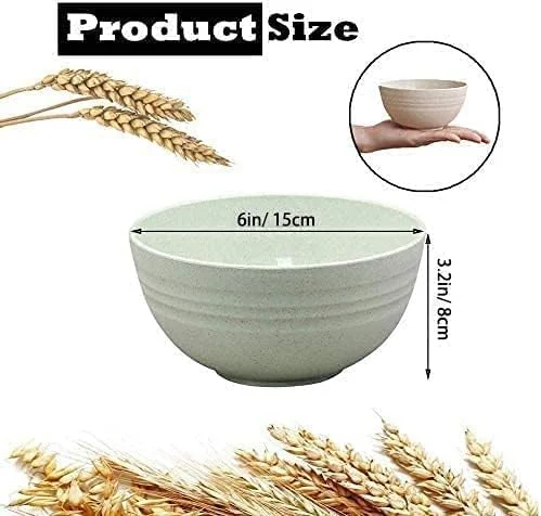 مجموعه 4 عددی کاسه های سبک وزن و نشکن کاه گندم URbazaar - کاسه فیبری 710 میلی لیتری، نچسب، قابل شستشو در ماشین ظرفشویی و استفاده در مایکروویو - ایده آل برای غلات، سوپ و برنج - بدون BPA، سالم برای کودکان و بزرگسالان