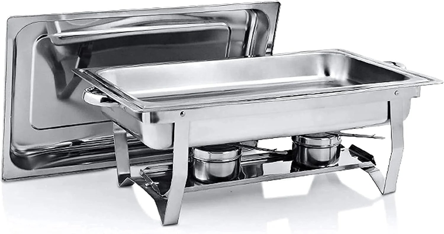 گرمکن غذا UZOURI، ظرف گرمکن استیل ضد زنگ، مجموعه ظروف گرمکن بوفه برای گرم کردن بوفه با قاب تاشو گرمکن غذا UZOURI، ظرف گرمکن استیل ضد زنگ، مجموعه ظروف گرمکن بوفه برای گرم کردن بوفه با قاب تاشو