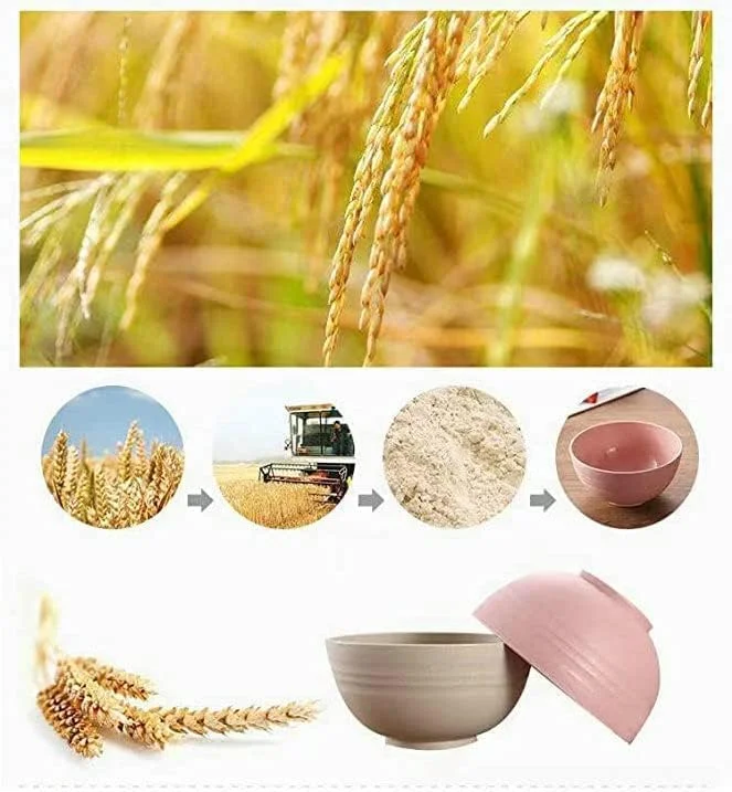 مجموعه 4 عددی کاسه های سبک وزن و نشکن کاه گندم URbazaar - کاسه فیبری 710 میلی لیتری، نچسب، قابل شستشو در ماشین ظرفشویی و استفاده در مایکروویو - ایده آل برای غلات، سوپ و برنج - بدون BPA، سالم برای کودکان و بزرگسالان