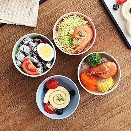 مجموعه 4 عددی کاسه های سبک وزن و نشکن کاه گندم URbazaar - کاسه فیبری 710 میلی لیتری، نچسب، قابل شستشو در ماشین ظرفشویی و استفاده در مایکروویو - ایده آل برای غلات، سوپ و برنج - بدون BPA، سالم برای کودکان و بزرگسالان