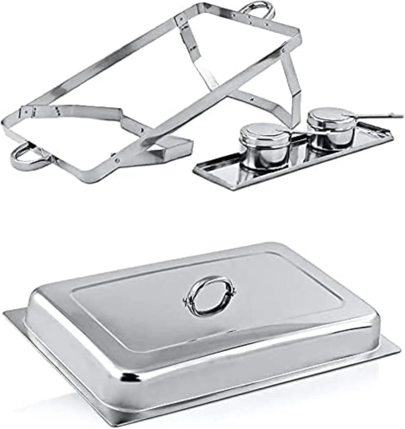 گرمکن غذا UZOURI، ظرف گرمکن استیل ضد زنگ، مجموعه ظروف گرمکن بوفه برای گرم کردن بوفه با قاب تاشو گرمکن غذا UZOURI، ظرف گرمکن استیل ضد زنگ، مجموعه ظروف گرمکن بوفه برای گرم کردن بوفه با قاب تاشو