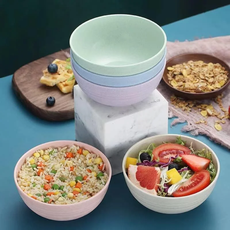 مجموعه 4 عددی کاسه های سبک وزن و نشکن کاه گندم URbazaar - کاسه فیبری 710 میلی لیتری، نچسب، قابل شستشو در ماشین ظرفشویی و استفاده در مایکروویو - ایده آل برای غلات، سوپ و برنج - بدون BPA، سالم برای کودکان و بزرگسالان