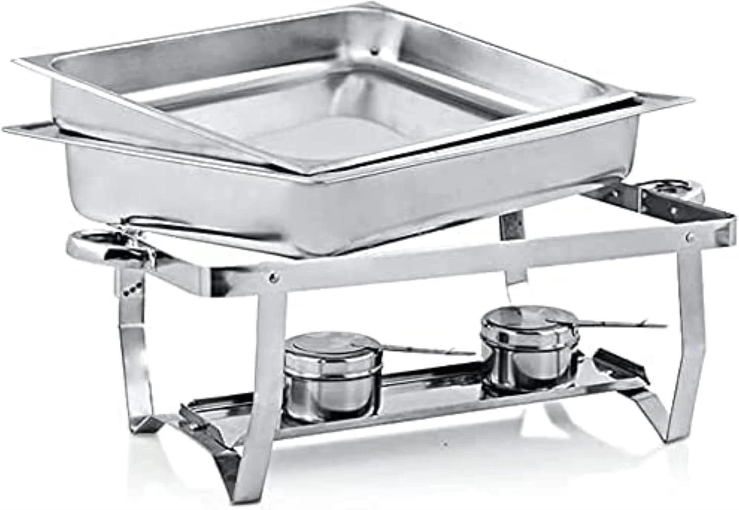 گرمکن غذا UZOURI، ظرف گرمکن استیل ضد زنگ، مجموعه ظروف گرمکن بوفه برای گرم کردن بوفه با قاب تاشو گرمکن غذا UZOURI، ظرف گرمکن استیل ضد زنگ، مجموعه ظروف گرمکن بوفه برای گرم کردن بوفه با قاب تاشو