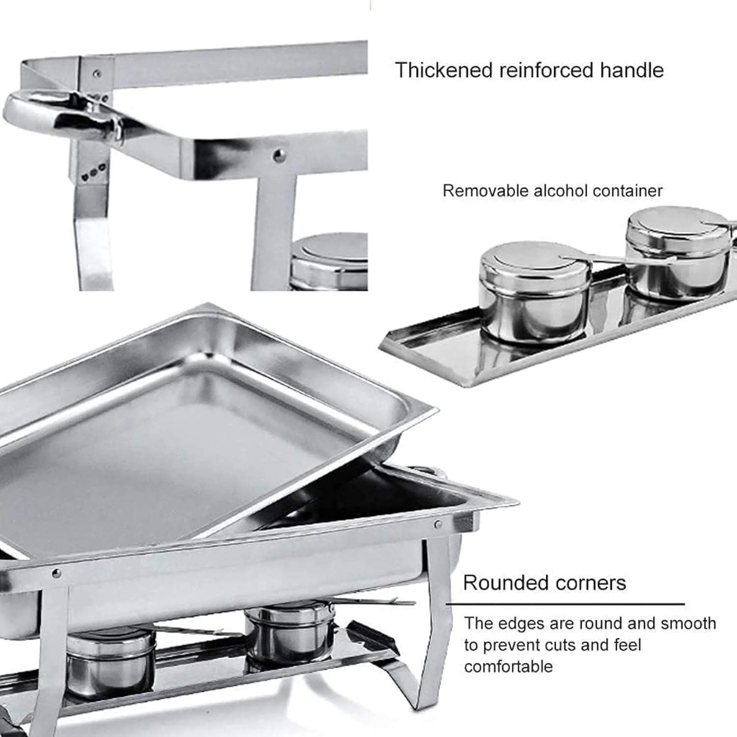 گرمکن غذا UZOURI، ظرف گرمکن استیل ضد زنگ، مجموعه ظروف گرمکن بوفه برای گرم کردن بوفه با قاب تاشو گرمکن غذا UZOURI، ظرف گرمکن استیل ضد زنگ، مجموعه ظروف گرمکن بوفه برای گرم کردن بوفه با قاب تاشو