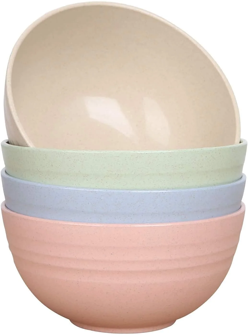مجموعه 4 عددی کاسه های سبک وزن و نشکن کاه گندم URbazaar - کاسه فیبری 710 میلی لیتری، نچسب، قابل شستشو در ماشین ظرفشویی و استفاده در مایکروویو - ایده آل برای غلات، سوپ و برنج - بدون BPA، سالم برای کودکان و بزرگسالان