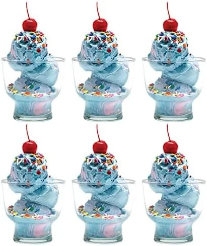 ظروف دسر خوری ویکو، ست 6 تایی کاسه بستنی خوری شیشه ای تزئینی، ظرف شیشه ای 160 میلی لیتری برای دسر، آبنبات، میوه، قابل شستشو در ماشین ظرفشویی