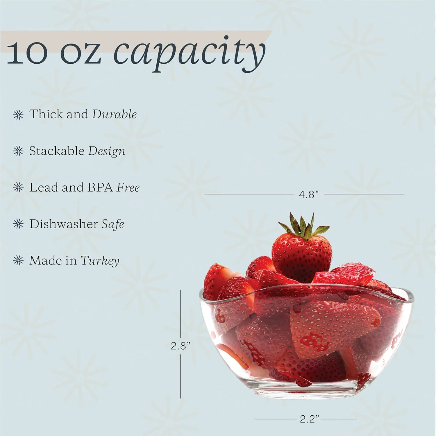 ظروف دسر ویکو، ست 6 کاسه شیشه ای کوچک، کاسه بستنی 300 میلی لیتری، کاسه های کوچک آب نبات یا تنقلات، کاسه سالاد کوچک، کاسه آماده سازی آشپزخانه، قابل استفاده در مایکروویو، قابل شستشو در ماشین ظرفشویی