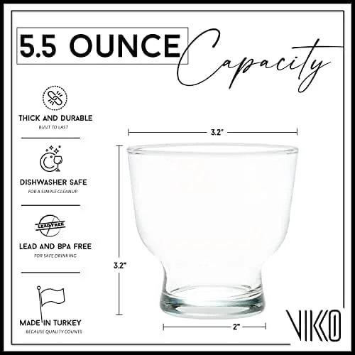 ظروف دسر خوری ویکو، ست 6 تایی کاسه بستنی خوری شیشه ای تزئینی، ظرف شیشه ای 160 میلی لیتری برای دسر، آبنبات، میوه، قابل شستشو در ماشین ظرفشویی