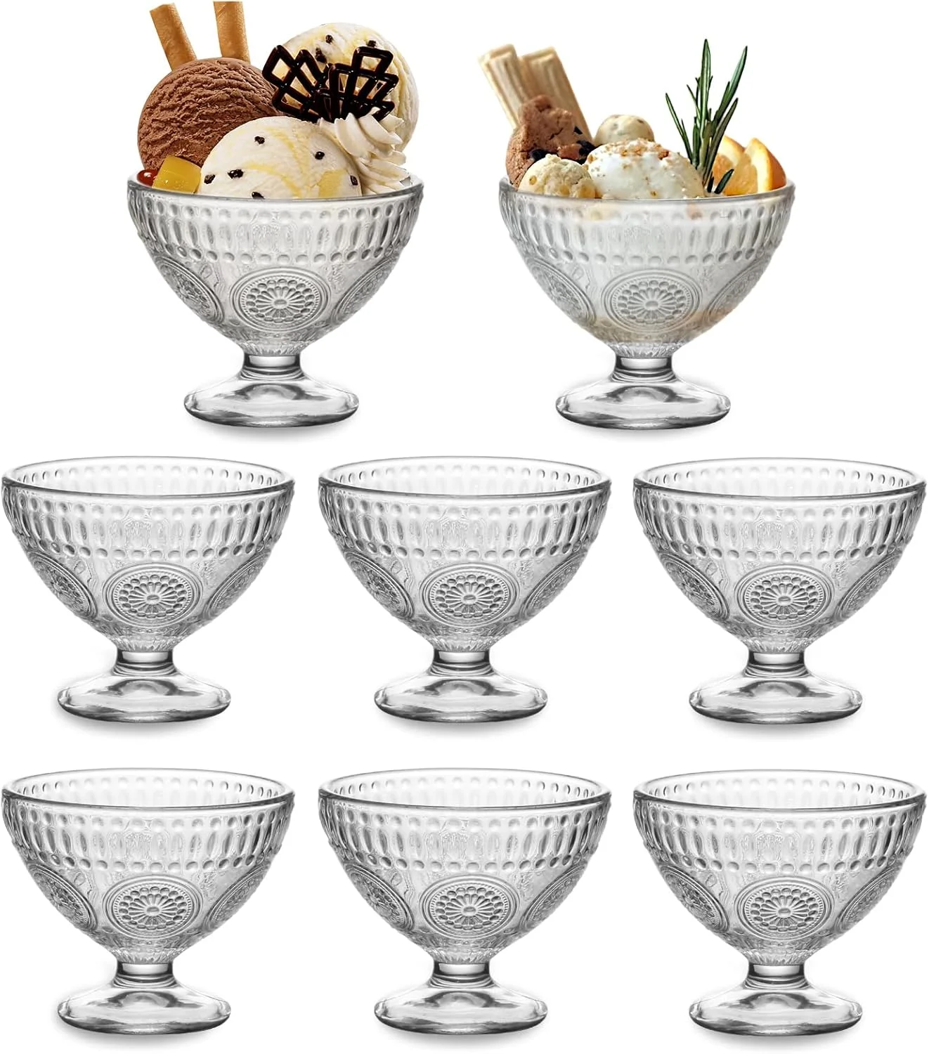 wangsdjy کاسه دسر شیشه ای 220 میلی لیتری - کاسه بستنی با طرح زیبای آفتابگردان - ایده آل برای بستنی، ژله، جو دوسر، ماست و سایر دسرهای فنجانی (8 عدد) wangsdjy کاسه دسر شیشه ای 220 میلی لیتری - کاسه بستنی با طرح زیبای آفتابگردان - ایده آل برای بستنی، ژله، جو دوسر، ماست و سایر دسرهای فنجانی (8 عدد)