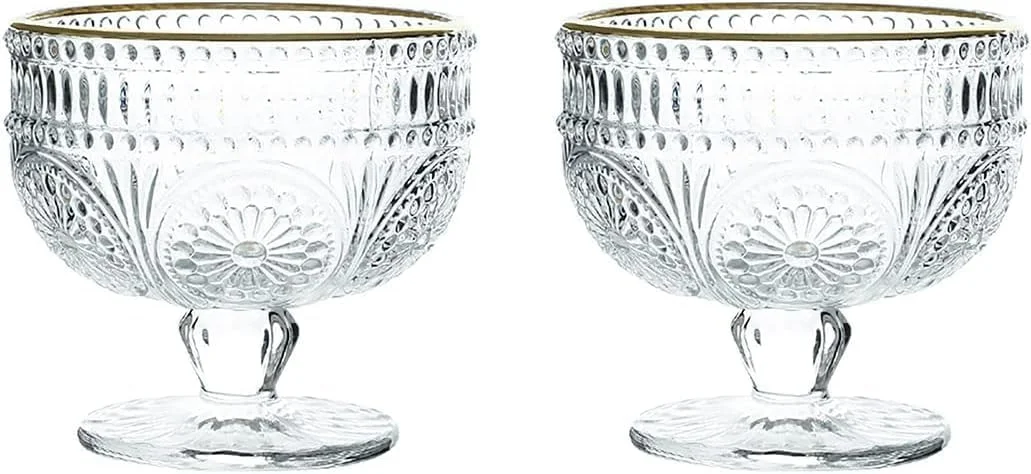 دو عدد کاسه بستنی شیشه ای، فنجان های دسر پایه دار بزرگ - ظروف شیشه ای منقوش قدیمی برای بستنی، ترایفل، پودینگ، نوشیدنی، ست شیشه ای منحصر به فرد کلاسیک برای خانه و مهمانی (300 میلی لیتر) دو عدد کاسه بستنی شیشه ای، فنجان های دسر پایه دار بزرگ - ظروف شیشه ای منقوش قدیمی برای بستنی، ترایفل، پودینگ، نوشیدنی، ست شیشه ای منحصر به فرد کلاسیک برای خانه و مهمانی (300 میلی لیتر)