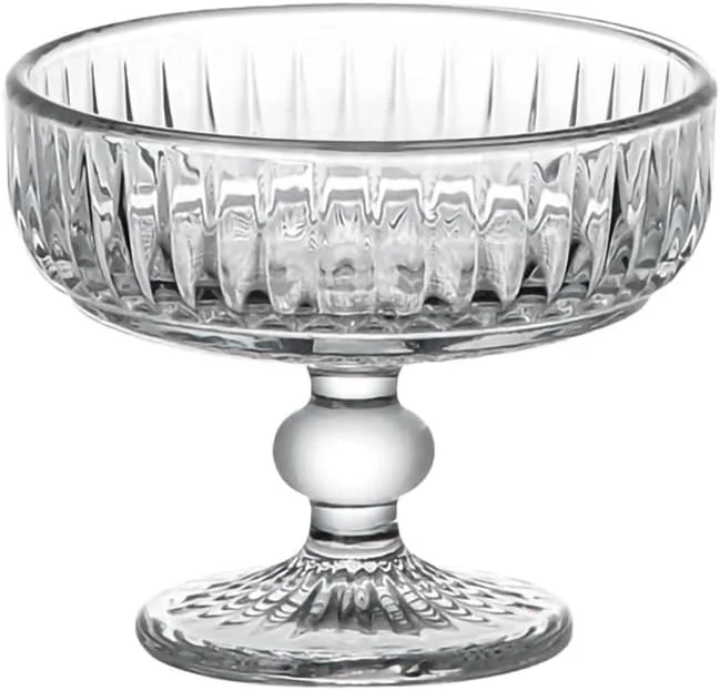 کاسه دسر شیشه ای راه راه برجسته وینتیج WAIT FLY، کاسه پایه دار ترایفل، کاسه بستنی، کاسه سرو - شفاف کاسه دسر شیشه ای راه راه برجسته وینتیج WAIT FLY، کاسه پایه دار ترایفل، کاسه بستنی، کاسه سرو - شفاف