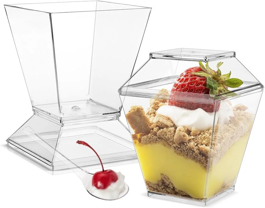 ظروف دسر ویویهو با درب، بسته 50 عددی کاسه دسر 2 اونسی، پلاستیکی، فنجان های دسر قابل استفاده مجدد برای موس پودینگ مهمانی شامل قاشق - مجموعه فنجان های دسر مربعی شفاف ظروف دسر ویویهو با درب، بسته 50 عددی کاسه دسر 2 اونسی، پلاستیکی، فنجان های دسر قابل استفاده مجدد برای موس پودینگ مهمانی شامل قاشق - مجموعه فنجان های دسر مربعی شفاف