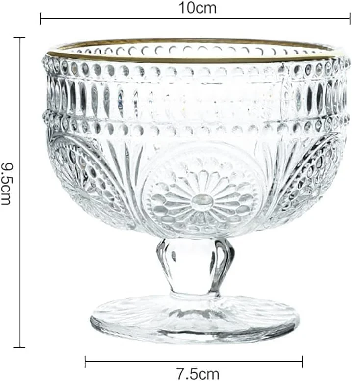 دو عدد کاسه بستنی شیشه ای، فنجان های دسر پایه دار بزرگ - ظروف شیشه ای منقوش قدیمی برای بستنی، ترایفل، پودینگ، نوشیدنی، ست شیشه ای منحصر به فرد کلاسیک برای خانه و مهمانی (300 میلی لیتر) دو عدد کاسه بستنی شیشه ای، فنجان های دسر پایه دار بزرگ - ظروف شیشه ای منقوش قدیمی برای بستنی، ترایفل، پودینگ، نوشیدنی، ست شیشه ای منحصر به فرد کلاسیک برای خانه و مهمانی (300 میلی لیتر)