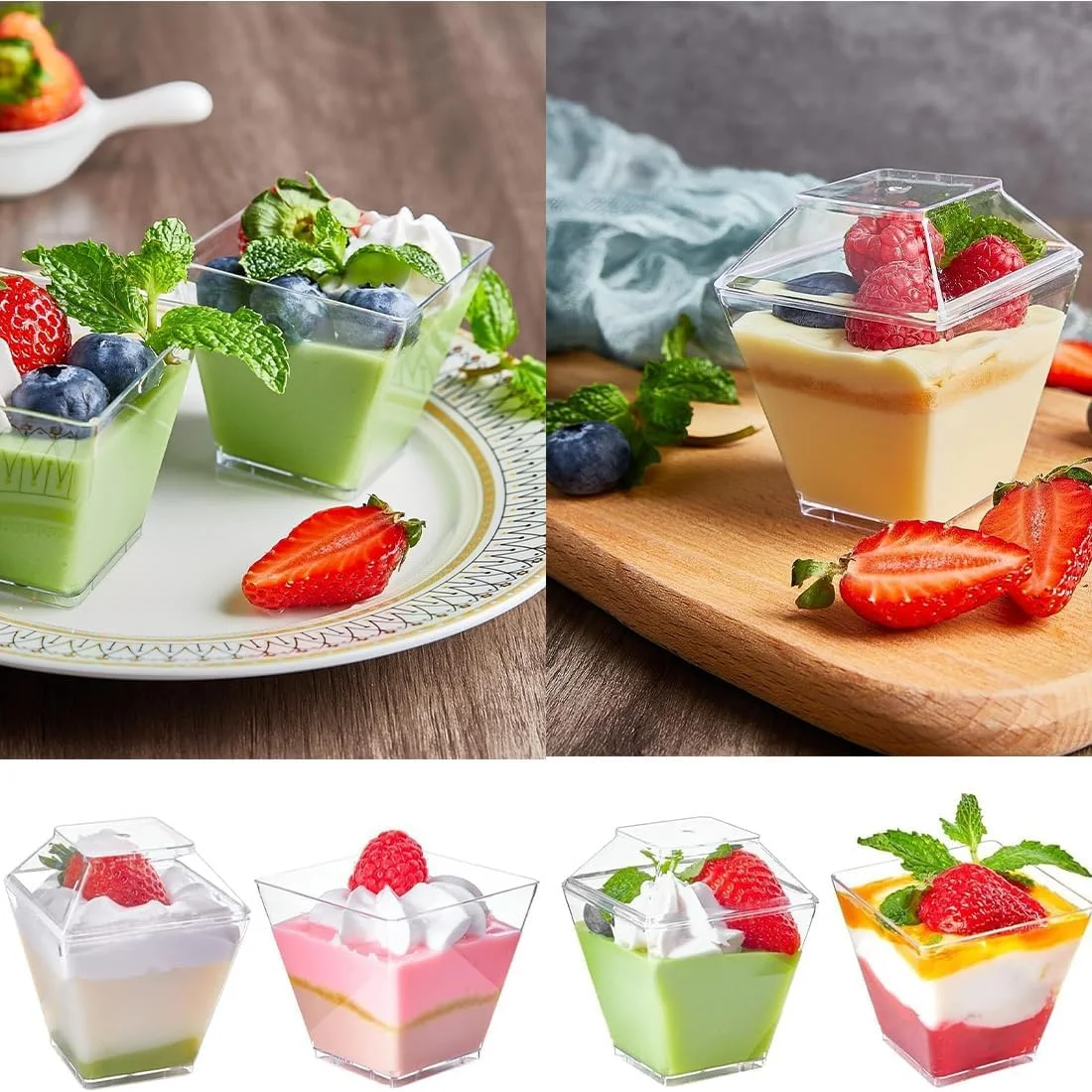 ظروف دسر ویویهو با درب، بسته 50 عددی کاسه دسر 2 اونسی، پلاستیکی، فنجان های دسر قابل استفاده مجدد برای موس پودینگ مهمانی شامل قاشق - مجموعه فنجان های دسر مربعی شفاف ظروف دسر ویویهو با درب، بسته 50 عددی کاسه دسر 2 اونسی، پلاستیکی، فنجان های دسر قابل استفاده مجدد برای موس پودینگ مهمانی شامل قاشق - مجموعه فنجان های دسر مربعی شفاف