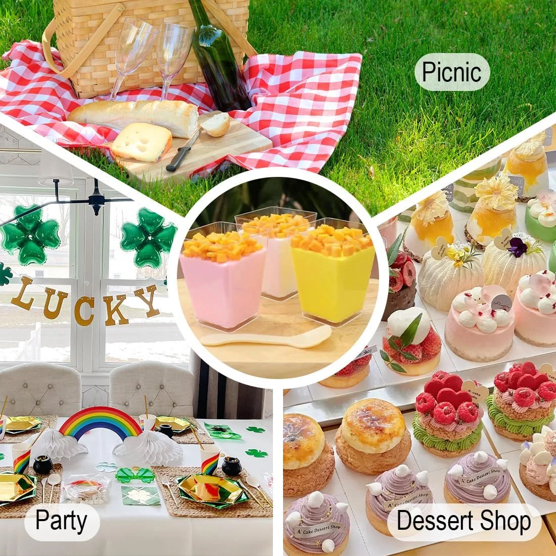 ظروف دسر ویویهو با درب، بسته 50 عددی کاسه دسر 2 اونسی، پلاستیکی، فنجان های دسر قابل استفاده مجدد برای موس پودینگ مهمانی شامل قاشق - مجموعه فنجان های دسر مربعی شفاف ظروف دسر ویویهو با درب، بسته 50 عددی کاسه دسر 2 اونسی، پلاستیکی، فنجان های دسر قابل استفاده مجدد برای موس پودینگ مهمانی شامل قاشق - مجموعه فنجان های دسر مربعی شفاف