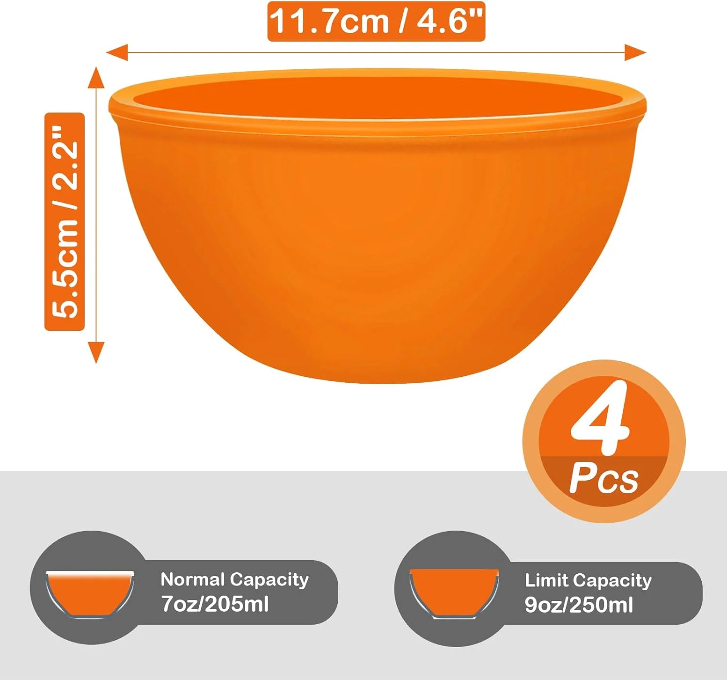 وبیک کاسه های سیلیکونی، کاسه های کوچک 11 سانتی متری، ست 4 عددی کاسه تنقلات، کاسه دسر، کاسه غلات برای بستنی، سوپ میسو، مخلفات، چاشنی، قابل استفاده در مایکروویو، فر و ماشین ظرفشویی